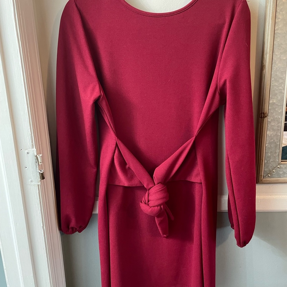 Champagne Red Long Sleeve Dress